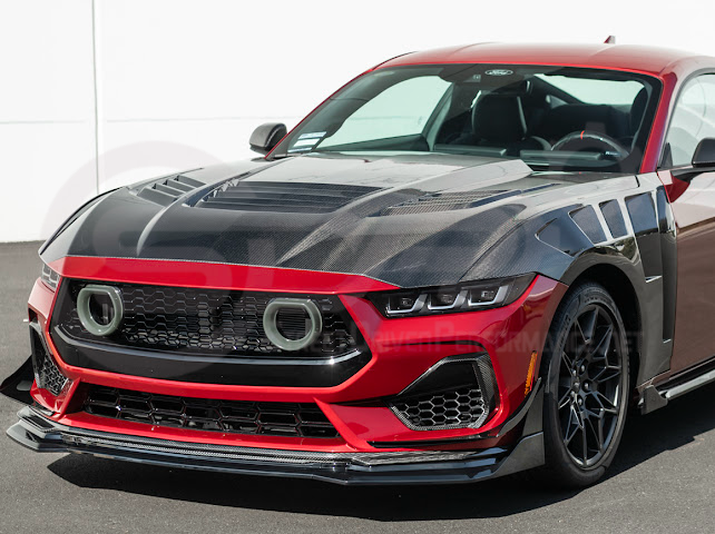 2024-Up Ford Mustang S650 | GTV Style GLOSSY BLACK Add-On Front Lip Splitter Ground Effects